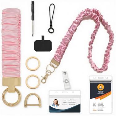 Imagem de ZJSTRO Cordão de professor, cordões elásticos para chaves de crachás de identificação, cordão retrátil elástico para professores com suporte de identificação para mulheres, rosa enfermeiro