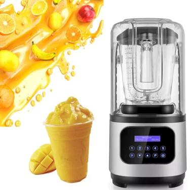 Imagem de Liquidificador EléTrico de 1500 W com tampa à prova de som, painel sensível ao toque e copo de 2000 ml para smoothies, nozes, gelo e frutas
