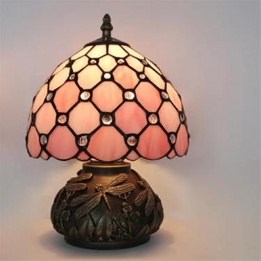 Imagem de Luminária de mesa retrô americana de luxo e criativa para sala de estar, quarto, cabeceira, escritório, casa de campo ou hotel, com vitral (Estilo 8)