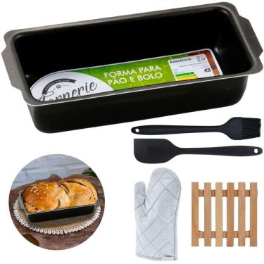 Imagem de Forma Pão 2L + Luva + Pincel + Espátula + Descanso Panela