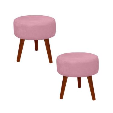 Imagem de Kit 2 Puff Redondo Decorativo Danny Pés Palito Cor:salmão