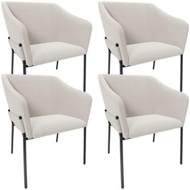 Imagem de Kit 4 Cadeiras Para Sala De Jantar Estar Living Olívia L02 Bouclê Cru - Lyam Decor