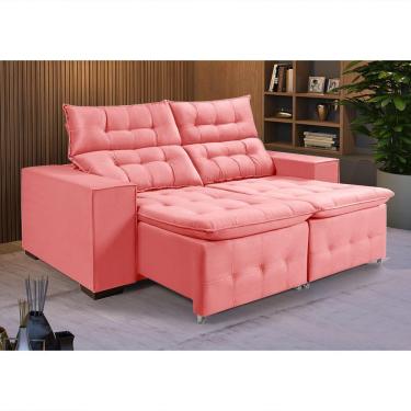 Imagem de Sofá Retratil Reclinável 3 Lugares Pillow Em Veludo 1,90 Rosê Rosa