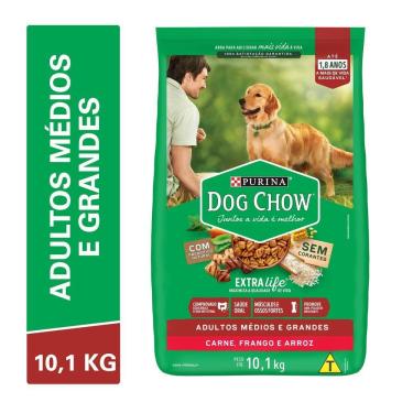 Imagem de Ração NESTLÉ PURINA DOG CHOW EXTRALIFE Adultos Médios e Grandes Carne, Frango e Arroz 10,1kg