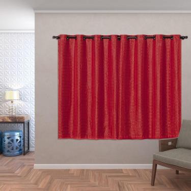 Imagem de Cortina Blackout Pvc Com Tecido Voil Xadrez 2,00 M X 1,40 M - Vermelho