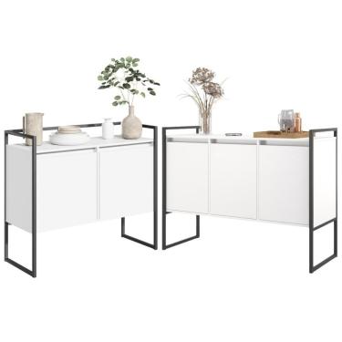 Imagem de Conjunto Buffet Industrial 2 E 3 Portas Branco Preto