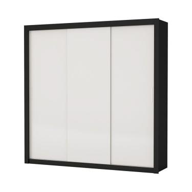 Imagem de Guarda-roupa Casal Clarice Com 4 Gavetas Carioca Móveis Preto/offwhite