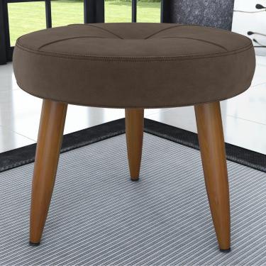 Imagem de Puff Redondo Para Sala Davi Veludo Marrom