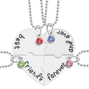 Imagem de FLATRI Colar da amizade - Colar de coração BFF para 4 Best Friends Forever and Ever, One Size, Liga de aço, broca acrílica