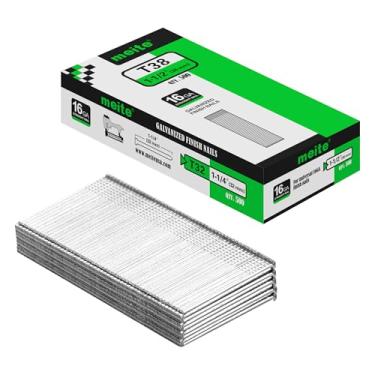 Imagem de meite Pregos de acabamento de calibre 16, pregos de acabamento galvanizado 16GA de 3,5 cm, prego de acabamento reto pequeno, ideal para trabalhos em madeira, estofados e projetos de moldura (500