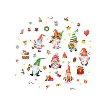 Imagem de Generic Adesivo de parede de gnomos de Natal, decoração natalina, mural artístico, papel de parede removível, tamanho grande, adesivo para janela para