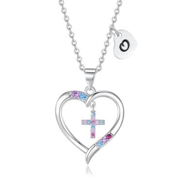 Imagem de DVAVA Colar de cruz para meninas, filhas, batismo, primeira comunhão, confirmação de formatura, presentes para filha, 16 inch+2 inch, Cobre, Zircônia cúbica 2