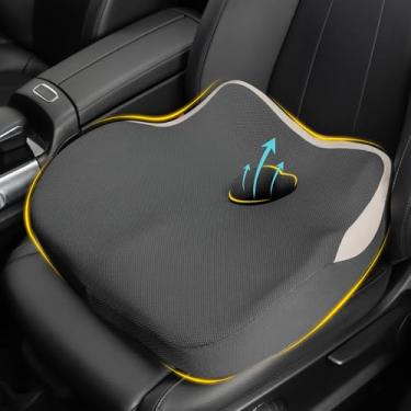 Imagem de Almofada de assento de carro: Almofada ergonômica de espuma viscoelástica para alívio da dor ciática, travesseiro de assento de direção maior para motoristas curtos em viagens longas - travesseiro de