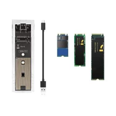 Imagem de Case Externo Transparente Para SSD M2 NVME PCIe NGFF SATA Com Protocol
