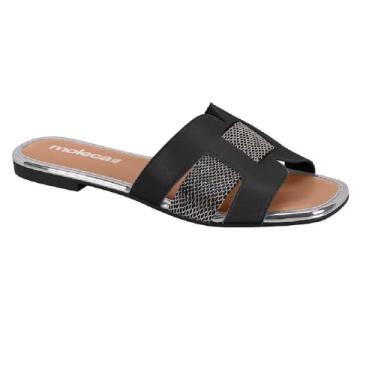 Imagem de Sandália Moleca Rasteira Brilhosa 5435.553 (Preto, BR, Adulto, Numérico, 36)