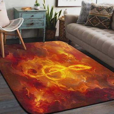 Imagem de Tapete de área para sala de estar, lavável à máquina, galáxia, música, notas, antiderrapante, tapete macio, para sala de estar, quarto, sala de jantar, berçário, cozinha, decoração de casa