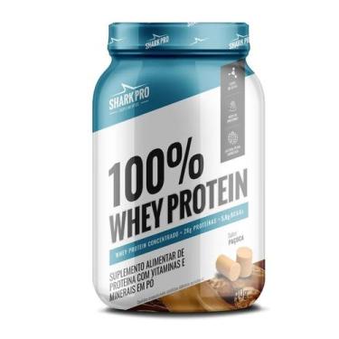 Imagem de 100 whey protein pote sabor pacoca 900g shark pro - SharkPro