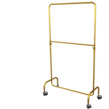 Imagem de Arara Desfile Dupla 120cm Com Rodinhas Reforçada Altura Regulável (DOURADA)