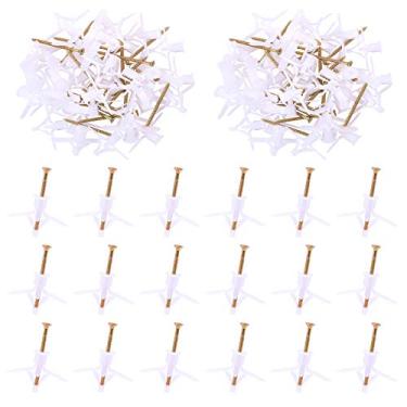 Imagem de Swpeet 60 peças de âncora branca para drywall com kit de parafusos - kit de âncora de parede de gesso de plástico de nylon e parede oca, ganchos de âncora de parede e âncora de alternância de porta
