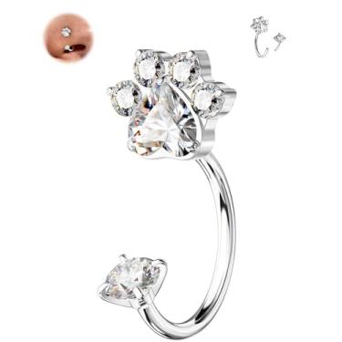 Imagem de Jewseen Piercing de nariz em ferradura 20G 7 mm piercing de nariz sem rosca piercing de nariz de aço cirúrgico 316L para mulheres zircônia cúbica dupla septo lábio daith concha piercing joias