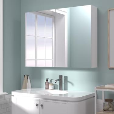 Imagem de Réflexon Armário de parede de banheiro de 61 x 81 cm, armário de armazenamento econômico, armário de remédios com 2 portas e prateleiras ajustáveis, branco (montagem necessária)