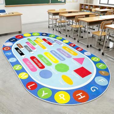 Imagem de Lacomfy Tapete educativo infantil, tapetes supergrandes de 12 x 15 cm para aprendizagem, tapete colorido com padrão ABC para crianças, antiderrapante, para sala de jogos, quarto, sala de aula