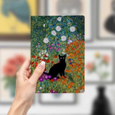 Imagem de Caderno de couro de gato, caderno A5 para anotações de escritório, agenda de 21 x 14,7 cm, agenda de viagem, presente para amantes de gatos, 13