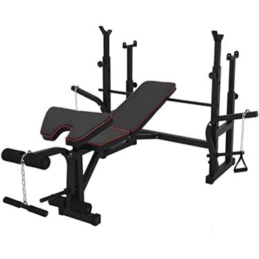Imagem de LMJYU Banco de halteres para casa, banco multifuncional para levantamento de peso, suporte de agachamento com barra utilitária, máquina de musculação em casa/academia, equipamento de ginástica para
