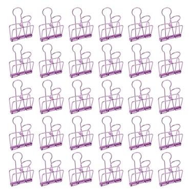 Imagem de Grampos de pasta de fio de metal oco forte fixação 30 peças para escola de escritório em casa resistente ampla aplicação pequenas braçadeiras de pasta (Roxa)