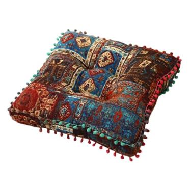 Imagem de Generic Almofada de cadeira Boho para cadeiras de jantar Almofada de chão decorativa para sentar macia, Azul 42x42x8cm