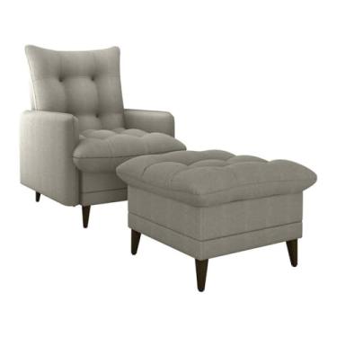 Imagem de Poltrona de Amamentação Montreal com Puff - Suede Cinza, Reclinável, Madeira Maciça, Suporta 110kg - Conforto para Mães, Sala de Estar e Cantinho de Leitura(Bege)