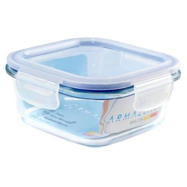 Imagem de Pote De Vidro Hermético 520ml Quadrado Com Tampa Marmita - Ls House, V