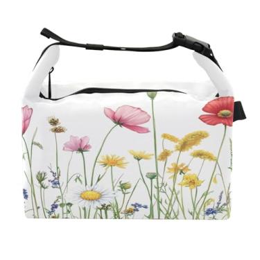 Imagem de STAYTOP Linda lancheira de flores da primavera com fivela de alça, lancheira isolada para meninos e meninas, lancheira térmica para trabalho escolar