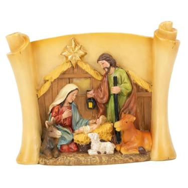 Imagem de IEUDNS Ornamento de resina com figura da Sagrada Família, estatueta natalina para decoração de mesa ou estante.