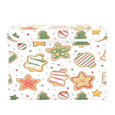 Imagem de CEBUGI Caixotes de armazenamento com tampas, caixa de armazenamento de tecido dobrável, organizadores de cubos fofos para armário de casa prateleiras de quarto 40 x 30 x 30 cm