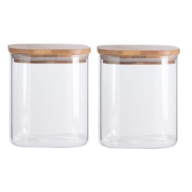 Imagem de Pote Hermético Quadrado para Alimentos 500ml 800ml 1200ml Armazenamento de Grãos Cereais e Biscoitos Recipiente Plástico Multiuso com Vedação de Silicone (2 POTES (800ML))