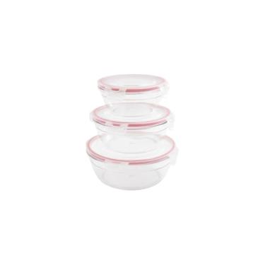 Imagem de Conjunto 3 Potes Herméticos Multiuso com Tampa, Transparente, Plástico, 400ml/900ml/2000ml, Empilhável, Livre de BPA