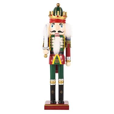 Imagem de Adorno de Quebra-Nozes Boneco Soldado Madeira Pintado Tradicional Figuras Artesanais para Decorações Mesa em Festas Féri