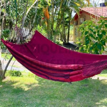 Imagem de Rede de Descanso Jeans Gigante Casal Decorativa Confortável para Dormir(Vermelho)
