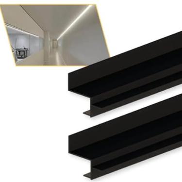 Imagem de 4m Perfil De Led Alumínio Linear Embutir Tabica 47x40mm Preto