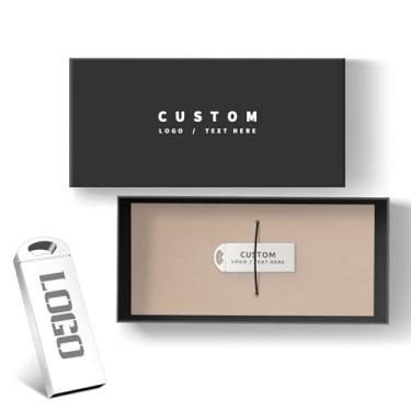 Imagem de Flash Drives USB de metal personalizados em massa, unidades de polegar gravadas personalizadas para presentes corporativos, eventos promocionais, marca, embalagem com logotipo personalizado opcional