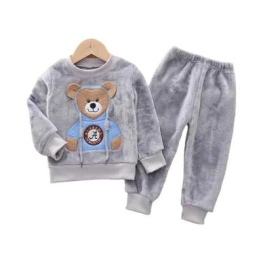 Imagem de Jaqueta De Inverno Plush Com Capuz Para Menino Bebê, Conjunto De 2 Peç