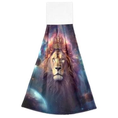 Imagem de Joitme Toalhas de mão com laços para pendurar leão galáxia forno toalhas de chá conjunto de 2, toalha de cozinha macia absorvente de outono fofa, 18,2 x 14 polegadas