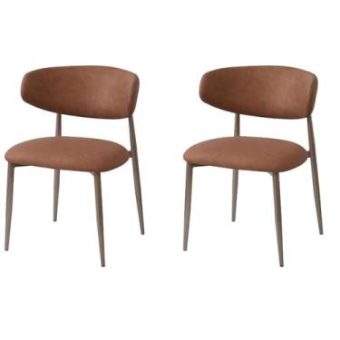 Imagem de Kit 2 Cadeiras Napoli Agatha Pu Caramelo Aço Champagne