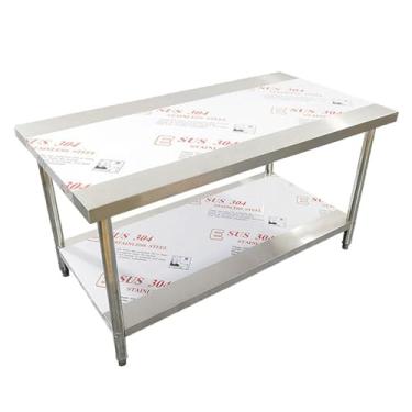 Imagem de Mesa de trabalho comercial de preparação de alimentos pesados com prateleira, preparação de comida de ilha de cozinha, mesa de utilidade de metal, mesa de trabalho comercial, mesa de aço inoxidável