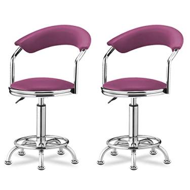 Imagem de Banco de bar, Banco de balcão giratório, altura ajustável, banquinho de jantar ilha de cozinha, assentos extras para hóspedes, conjunto de 2 bancos de bar e cadeira, roxo Nowheels