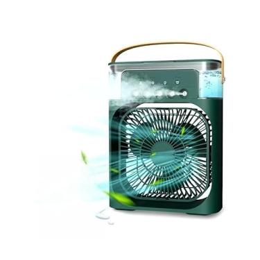 Imagem de Mini Ventilador Climatizador Portátil USB com Umidificador LED Reservatório de Água 600ml 3 Velocidades(VERDE)