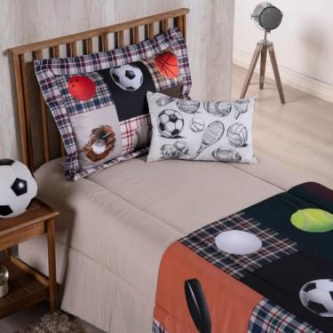 Imagem de Kit 4 Peças Edredom Estampado Boy Solteiro 300 Fios (Esportes)