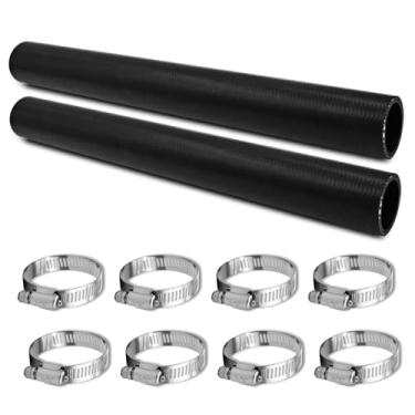 Imagem de (Pacote com 2) Mangueira de pescoço de enchimento de combustível de gasolina de 2,5 cm ID com 8 braçadeiras - Substituição da mangueira do tanque de gás de 38 cm de comprimento (reta)