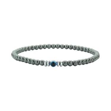 Imagem de Pulseira Masculina De Pedra Howlite Olho De Tigre De 4mm Com Contas Cl